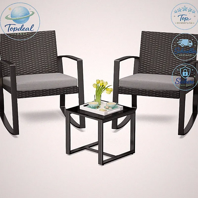 Balkonmöbel-Set 3-teilig Rattan Gartenmöbel Lounge-Set für Terrasse Garten