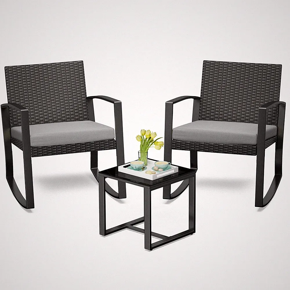 Balkonmöbel Set Gartenmöbel Rattan Lounge Terrasse Outdoor wetterfest 3-teilig