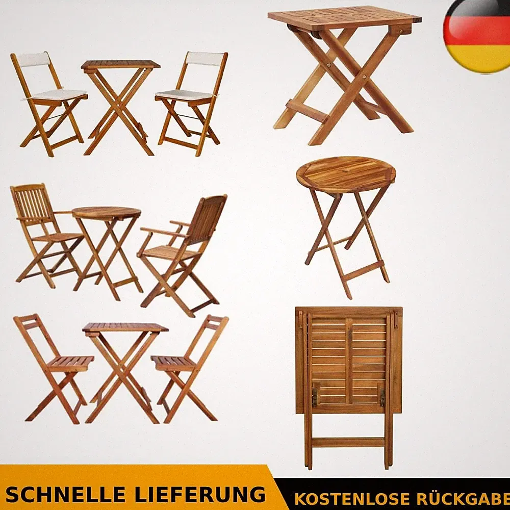 Balkonmöbel Set Holzmöbel 3-teilig Balkonset Gartenmöbel Balkontisch klappbar