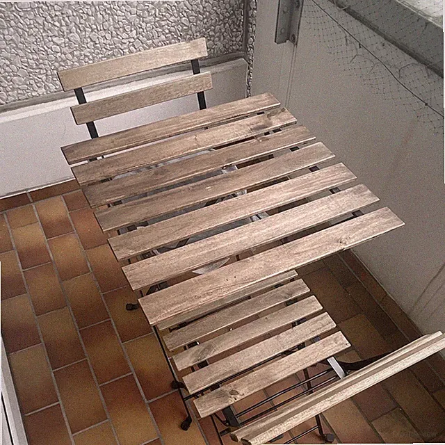 Balkonmöbel Set - Klapptisch, Klappstühle, Holz, 3 - Teilig
