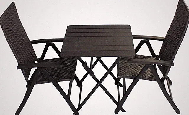 Balkonset 3Tlg. Klappstühle Klapptisch Polyrattan Bistro-Set Gartenmöbel Grau Ne