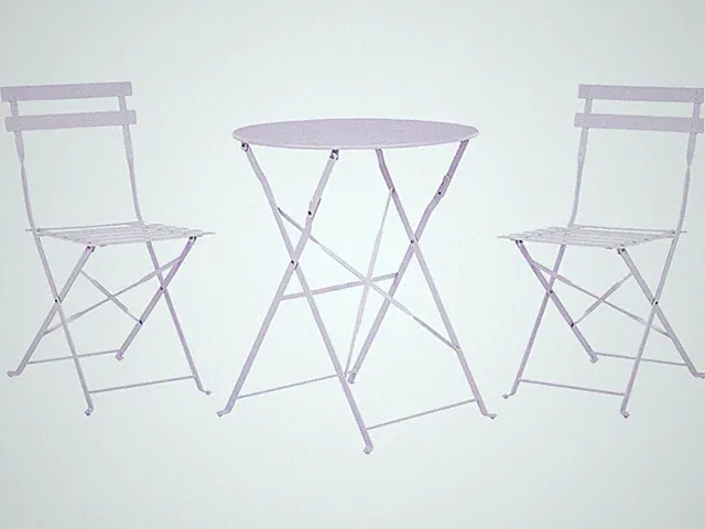 Balkonset Metall violett 3-teilig Tisch rund mit 2 Stühlen klappbar modern Fiori