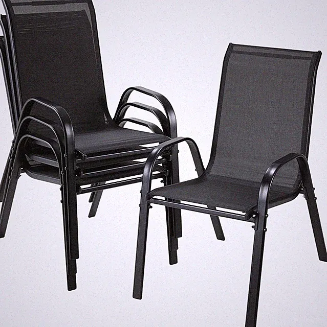 Balkonstühle 4er Set Gartenstühle Stapelbar 150kg Belastbar Metall Gartenstuhl