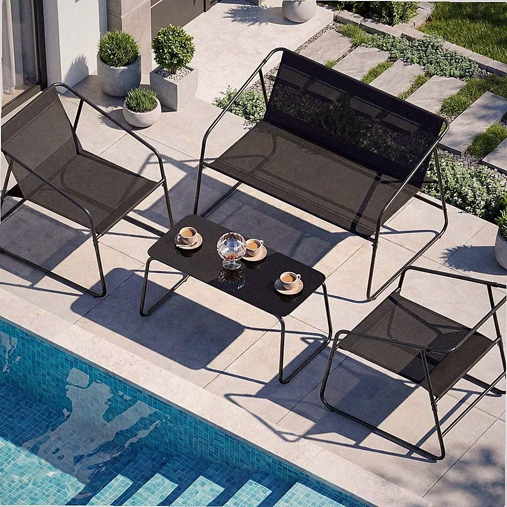 Balkonstühle 4er Set mit Tisch,Gartenmöbel Set, Balkon Sitzgruppe 2Stühle & Bank
