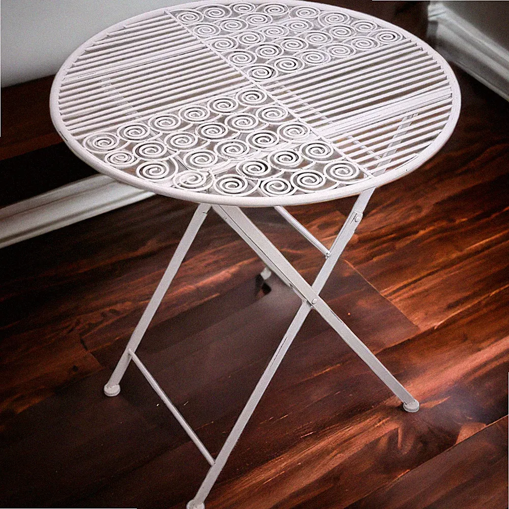 Balkontisch XXL Gartentisch Esstisch Metall Tisch Shabby Chic Landhaus Stil rund