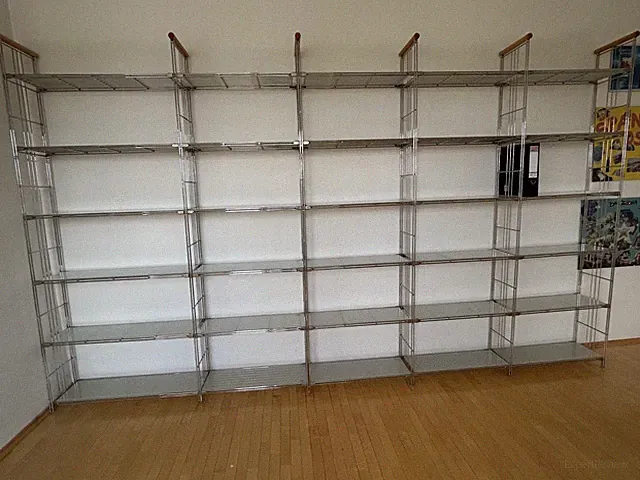 Balton Chrom Regal 208cm x 347cm x 25cm mit Glasböden Space Age Bauhaus 70/80er