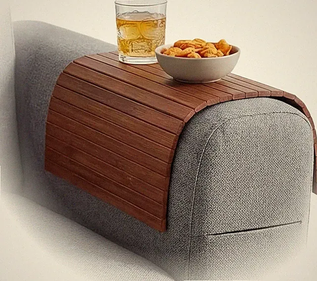 BAM BOO BOX Sofatablett Bambus – Sofa Tablett Armlehne Couch Ablage – Couch Tab