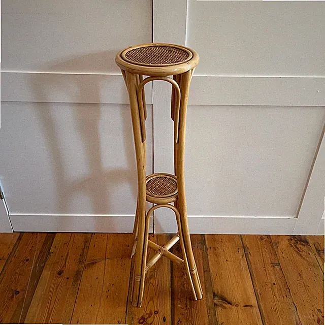 Bambus Pflanzenständer hoch Rattan Bugholz Rohr Stufen Boho Podest Tisch Vintage