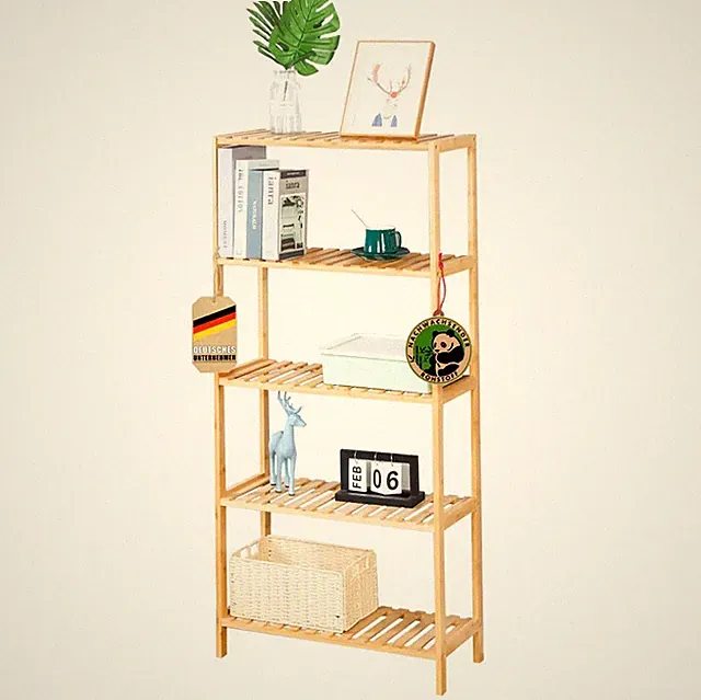 Bambus-Standregal Holzregal Bücherregal Büroregal Badregal Wohnregal Ohio