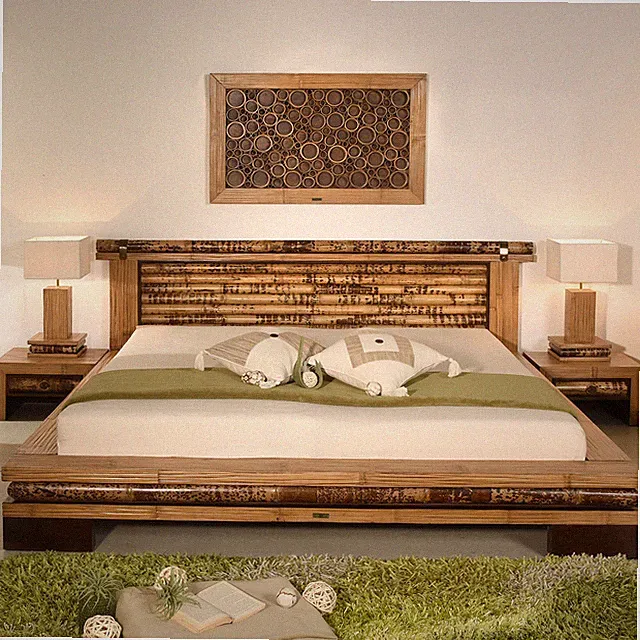 Bambusbett 180x200 Eco Holzbett Bettrahmen Bettgestell Natur Bambus Lounge Spa