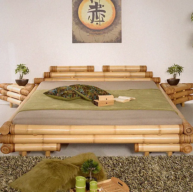 Bambusbett 180x200 Meiji Abaca Bettrahmen Bettgestell Asiatisch Holz Wasserbett