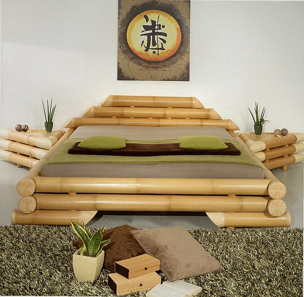 Bambusbett 200x200 Jawa Bambusmöbel Holzbett Asiatisch Asia Möbel Rattanbett