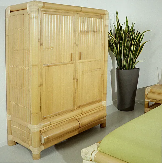 Bambusschrank Jemaja Rattan Garderobenschrank Kleiderschrank Holzschrank Schrank
