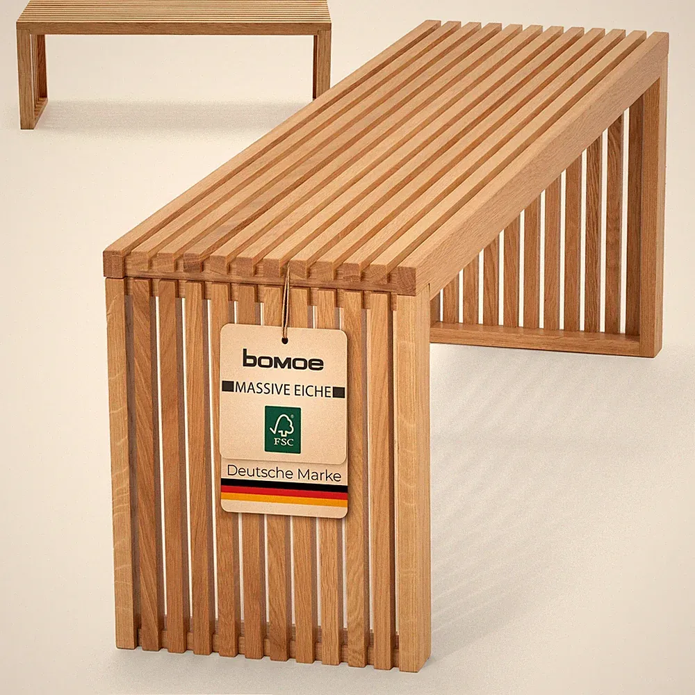 Bank Hocker Sitzbank Massivholz FSC Eiche Geölt Flur Esszimmer Kueche Bad Bomoe