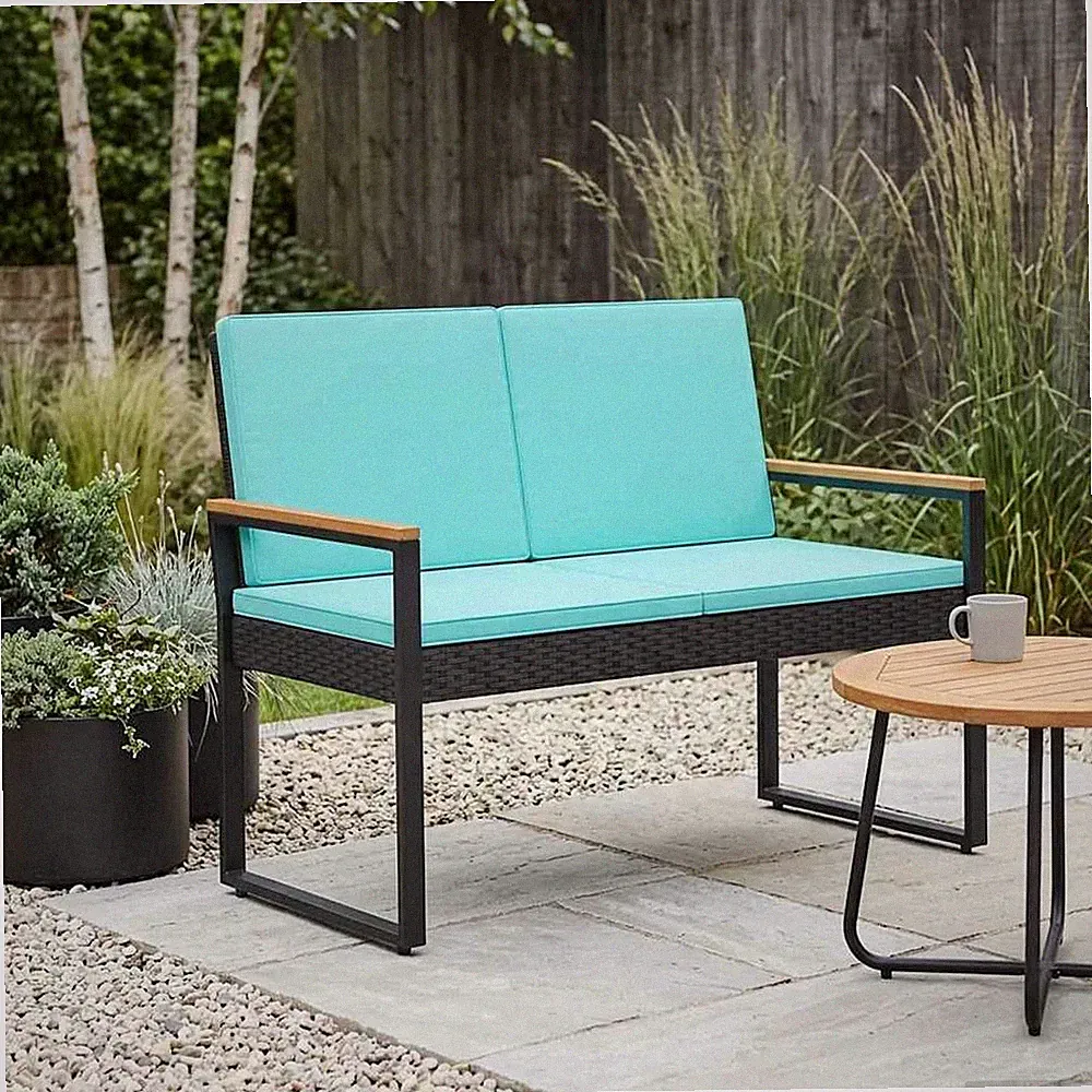 Bank mit Kissen Sitzbank Gartenmöbel Terrassenbank Outdoor Balkonbank Gartenbank