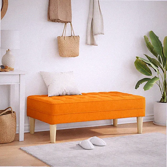 Bank Ottoman Dunkelgelb 113cm Polsterbank 2-Sitzer Sitzbank Modern Stoff