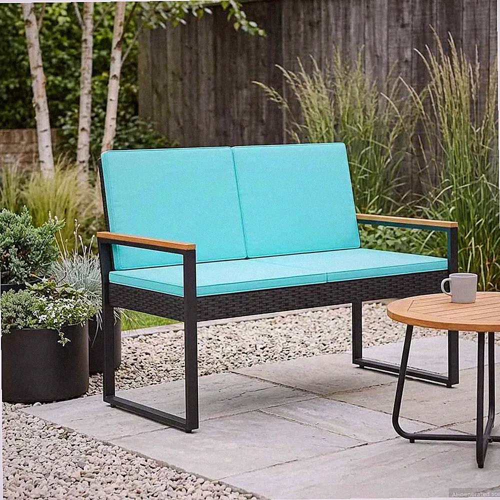 Bank Outdoor mit Kissen Poly-Rattan Gartensitzmöbel Terrassenmöbel vidaXL