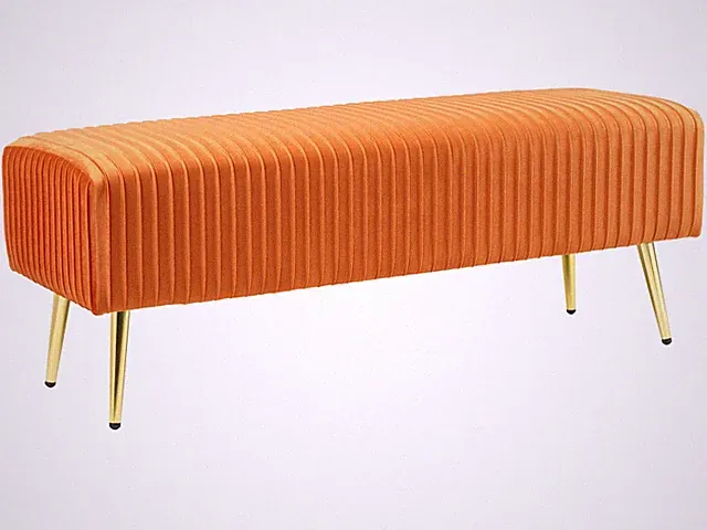 Bank Sitzhocker aus Samtstoff in Orange elegantes Design Paterson