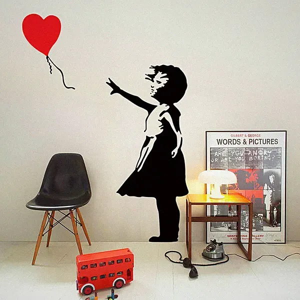 Banksy Kind Mit Luftballon Sticker Groß Vinyl Wandtattoo Deko Wandkunst