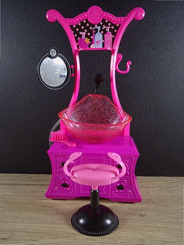 Barbie Möbel Glam Frisiertisch mit Funktion Hocker Spiegel Mattel #2089 (17393)