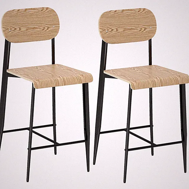 Barhocker 2er Set, Barstuhl mit Metallgestell, Küchenstuhl ，refurbished