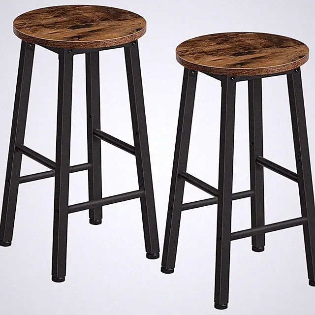 Barhocker 2er-Set Industrial Stil Küchenhocker Retro braun schwarz Metall Holz