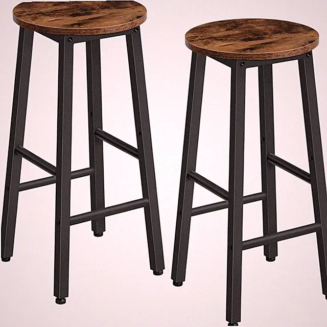 Barhocker 2er Set Industrie Stil Vintagebraun Schwarz Küchenstühle