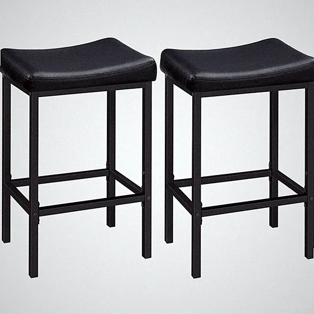 Barhocker 2er-Set schwarz modern Metallgestell Küchenstuhl Sitzpolster PU