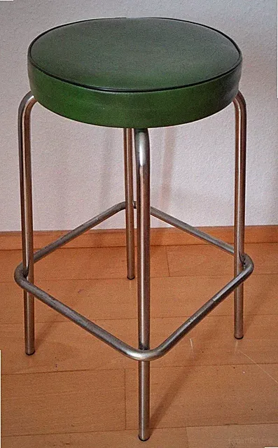 Barhocker Hocker Chrom Mid Century Vintage Stil grün Kunstleder Industrie Design
