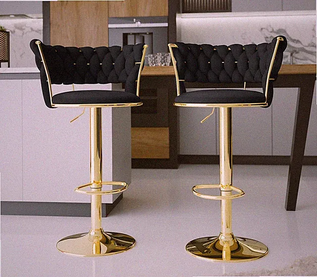 Barhocker Kimi BS-1141 Gold (2er-Set) Moderner Polsterstuhl für Esszimmer PR M24