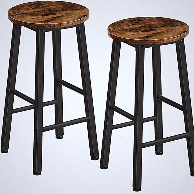 Barhocker Set 2er Industrial Style Metall Holz Braun Schwarz Küchenstühle