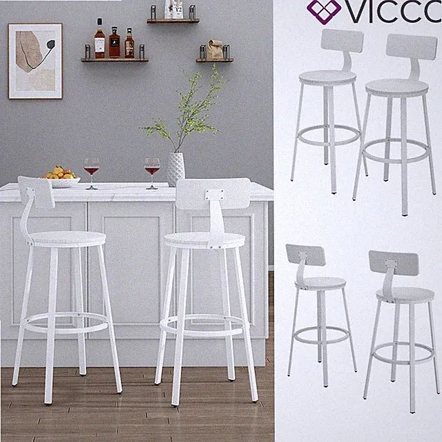 Barhocker-Set Caracas Weiß 37 x 102 cm 2 Teile Vicco