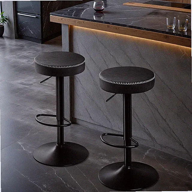 Barhocker Set, höhenverstellbar, Mikrofaser-, 360° Drehbar, Küchenhocker, 2 S...
