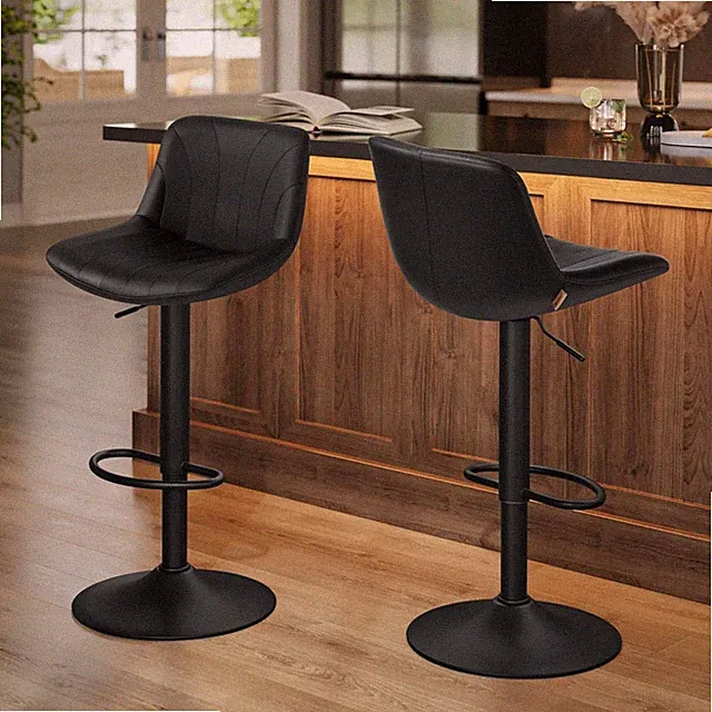 Barhocker Set, höhenverstellbar, Mikrofaser-, 360° Drehbar, Küchenhocker, 2 S...