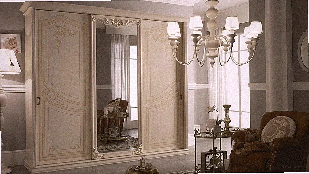 BAROCCO - Schwebetüren-Kleiderschrank im Barock-Stil in creme patiniert