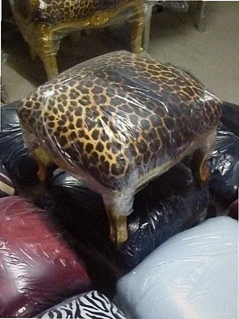Barock Hocker leoparden Muster gold modern antik luxus wohnzimmer deko safari