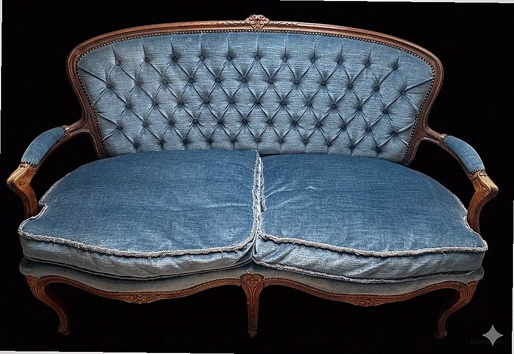 Barock Sitzgruppe (3-teilig): Sofa & 2 Sessel – Blaues Samt