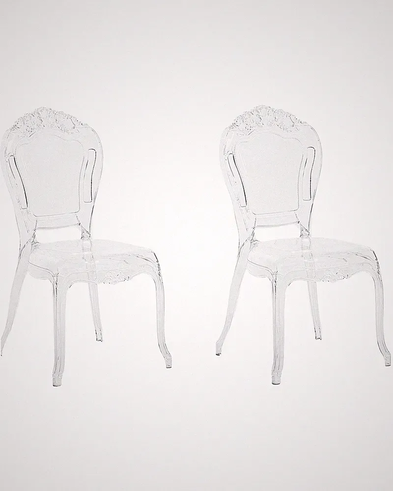 Barock Stuhl Kunststoff 2er Set transparent 2er Set stapelbar Vermont