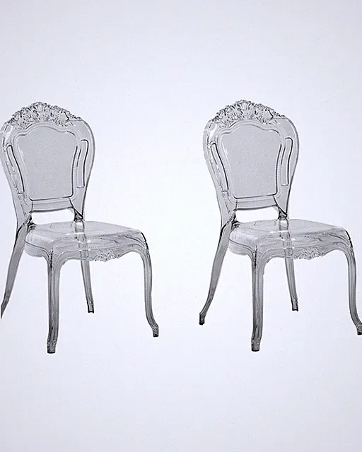 Barock Stuhl Kunststoff 2er Set transparent schwarz 2er Set stapelbar Vermont