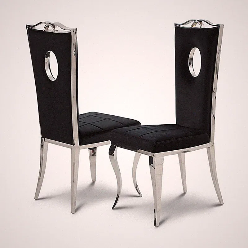 Barock Stuhl Luxury Black schwarzer gepolsterter Stuhl
