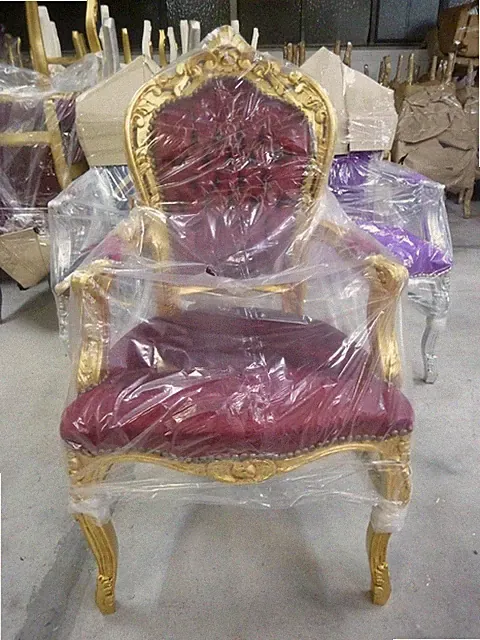 Barock Stuhl Pink Gold Stoff antik repro auffällig königlich knallig elegant
