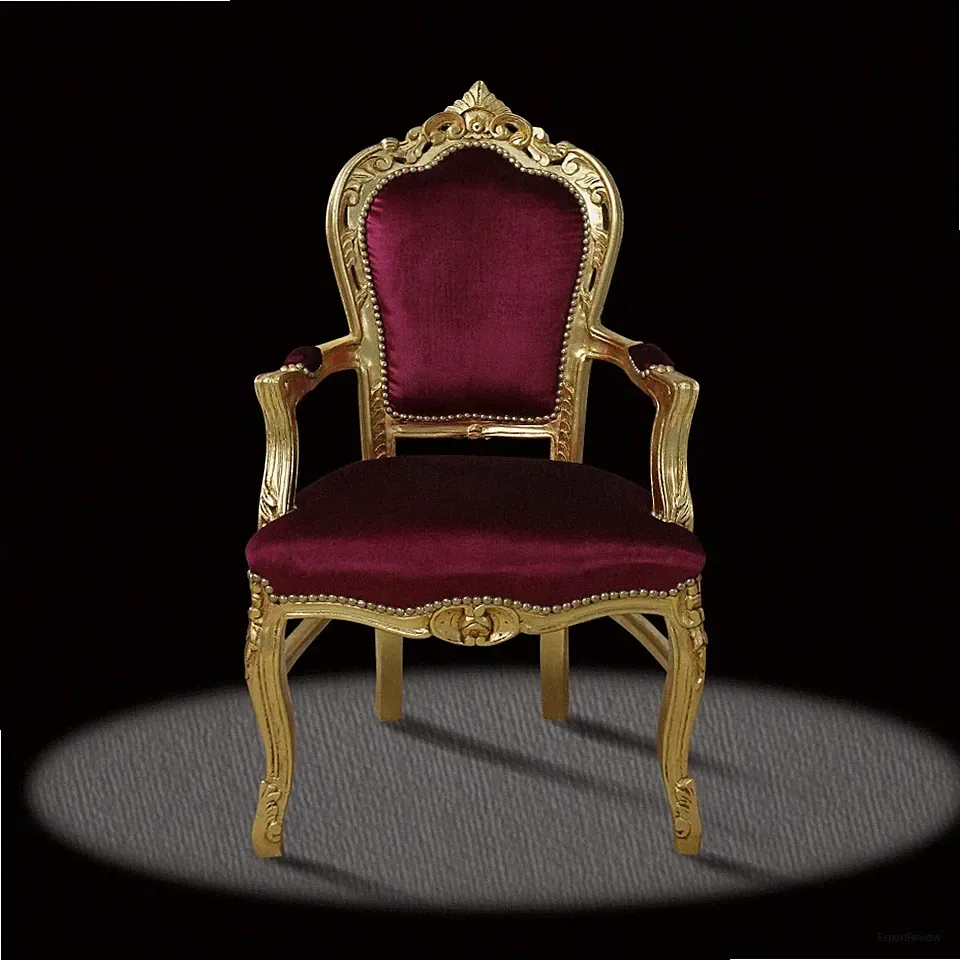 Barock stuhl rot gold Esstisch modern bordeaux repro look klassich style luxus
