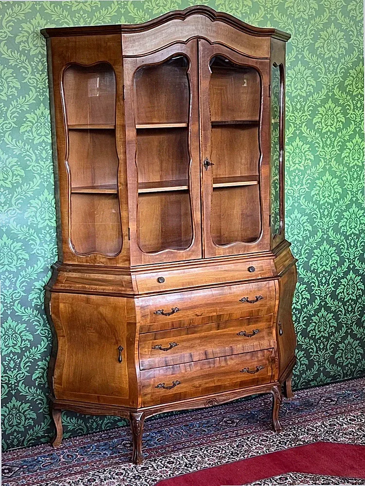 Barock Vitrine Bücherschrank Regal Stilmöbel Nussbaum Stilmöbel Biedermeier