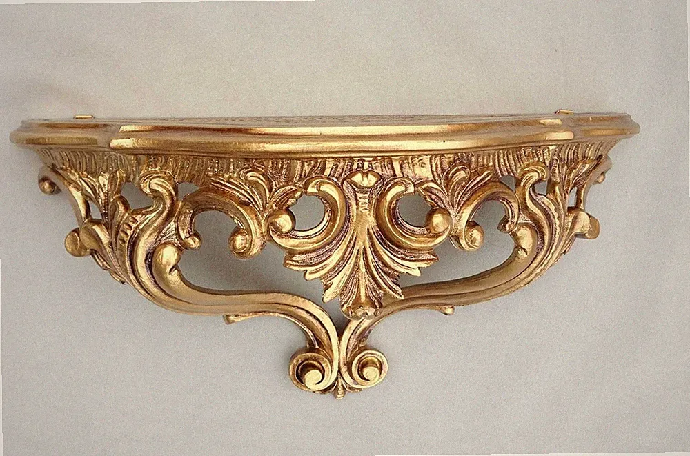 BAROCK Wandkonsole Spiegel KONSOLE 38x20x16 ANTIK Wandregal Gold 3083