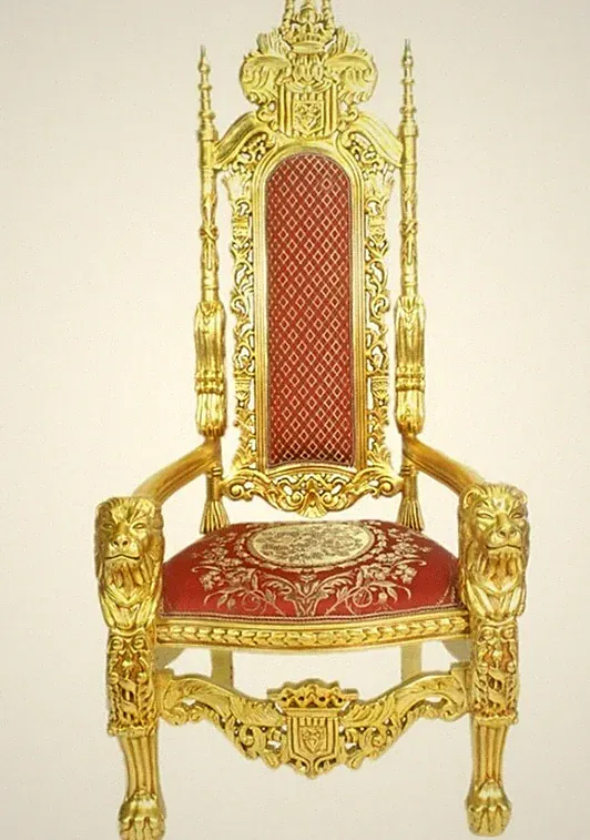 Barocksessel Sessel Rot Gold Armlehne Stoff Sofa Königsthron Thron Französisch
