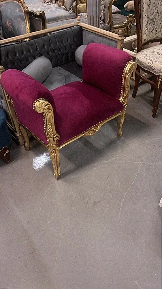Barocksitzbank Sitzbank Rot Gold Liege Chaiselounge Antik Royal Thron Sitzhocker