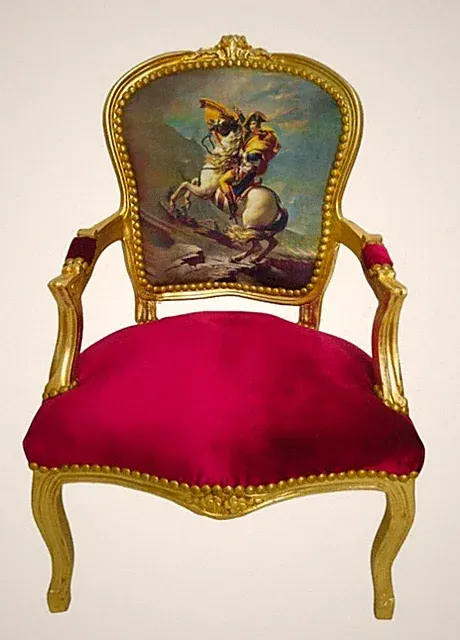 Barockstuhl Salonstuhl Bordeaux Rot Gold Stoff Schminkstuhl Französisch Antik