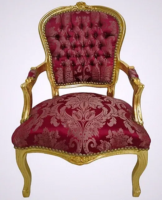 Barockstuhl Salonstuhl Rot Gold Stoff Schminkstuhl Wohnzimmer Stuhl Klassisch