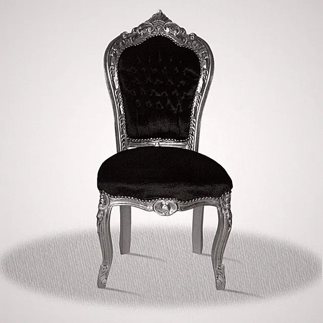 Barockstuhl schwarz silber Stoff Wohnzimmer Esszimmer luxus repro Holz modern