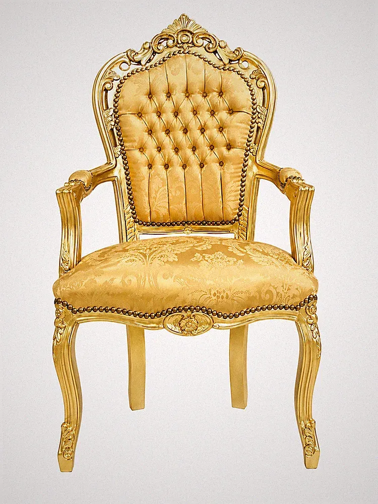 Barockstuhl Stuhl Gold Muster Armlehne Esszimmer Wohnzimmer Royal Premium TOP